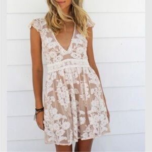 For‎ Love & Lemons Temecula Lace Embroidered Mini Dress Size S